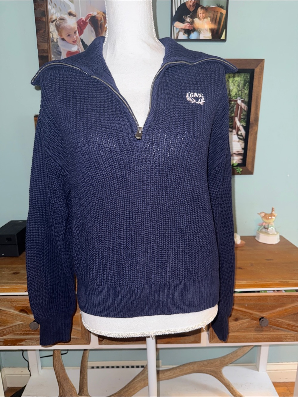 GAP 100% Cotton Navy Quarter Zip Sweater S NWT